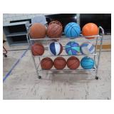 12 BALLS ON MOVABLE RACK/CART