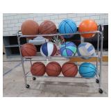 12 BALLS ON MOVABLE RACK/CART