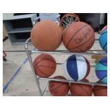12 BALLS ON MOVABLE RACK/CART