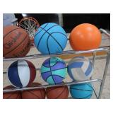 12 BALLS ON MOVABLE RACK/CART