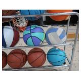 12 BALLS ON MOVABLE RACK/CART