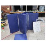 3 PADDED BLUE GYM MATTS & DRY ERASE BOARD