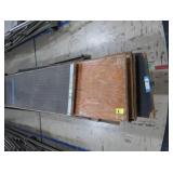 WOODEN SITTING/BLEACHERS ON METAL ROLLY CART