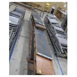 WOODEN SITTING/BLEACHERS ON METAL ROLLY CART