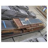WOODEN SITTING/BLEACHERS ON METAL ROLLY CART