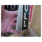 3 RACKS PLUS LOTS OF SELF REFLECTING LETTERS AND NUMBERS