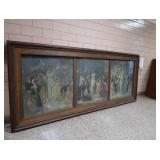 HISTORIC ANTIQUE  3~PANEL MURAL OVER 10 FEET LONG 'BLASHFIELD / SIMMONS / WALKER'