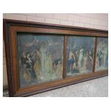 HISTORIC ANTIQUE  3~PANEL MURAL OVER 10 FEET LONG 'BLASHFIELD / SIMMONS / WALKER'