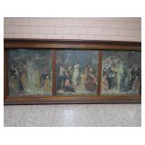 HISTORIC ANTIQUE  3~PANEL MURAL OVER 10 FEET LONG 'BLASHFIELD / SIMMONS / WALKER'