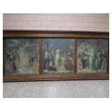HISTORIC ANTIQUE  3~PANEL MURAL OVER 10 FEET LONG 'BLASHFIELD / SIMMONS / WALKER'