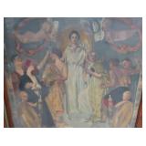HISTORIC ANTIQUE  3~PANEL MURAL OVER 10 FEET LONG 'BLASHFIELD / SIMMONS / WALKER'