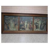 HISTORIC ANTIQUE  3~PANEL MURAL OVER 10 FEET LONG 'BLASHFIELD / SIMMONS / WALKER'