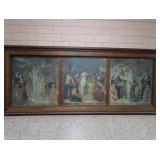 HISTORIC ANTIQUE  3~PANEL MURAL OVER 10 FEET LONG 'BLASHFIELD / SIMMONS / WALKER'