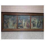 HISTORIC ANTIQUE  3~PANEL MURAL OVER 10 FEET LONG 'BLASHFIELD / SIMMONS / WALKER'