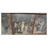 HISTORIC ANTIQUE  3~PANEL MURAL OVER 10 FEET LONG 'BLASHFIELD / SIMMONS / WALKER'