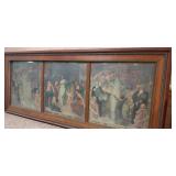 HISTORIC ANTIQUE  3~PANEL MURAL OVER 10 FEET LONG 'BLASHFIELD / SIMMONS / WALKER'