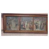 HISTORIC ANTIQUE  3~PANEL MURAL OVER 10 FEET LONG 'BLASHFIELD / SIMMONS / WALKER'