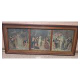 HISTORIC ANTIQUE  3~PANEL MURAL OVER 10 FEET LONG 'BLASHFIELD / SIMMONS / WALKER'