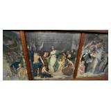 HISTORIC ANTIQUE  3~PANEL MURAL OVER 10 FEET LONG 'BLASHFIELD / SIMMONS / WALKER'