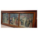 HISTORIC ANTIQUE  3~PANEL MURAL OVER 10 FEET LONG 'BLASHFIELD / SIMMONS / WALKER'