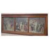 HISTORIC ANTIQUE  3~PANEL MURAL OVER 10 FEET LONG 'BLASHFIELD / SIMMONS / WALKER'