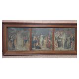 HISTORIC ANTIQUE  3~PANEL MURAL OVER 10 FEET LONG 'BLASHFIELD / SIMMONS / WALKER'