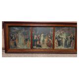HISTORIC ANTIQUE  3~PANEL MURAL OVER 10 FEET LONG 'BLASHFIELD / SIMMONS / WALKER'