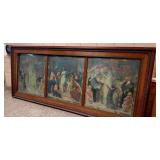 HISTORIC ANTIQUE  3~PANEL MURAL OVER 10 FEET LONG 'BLASHFIELD / SIMMONS / WALKER'
