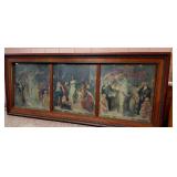 HISTORIC ANTIQUE  3~PANEL MURAL OVER 10 FEET LONG 'BLASHFIELD / SIMMONS / WALKER'