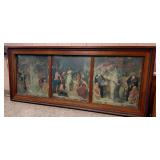 HISTORIC ANTIQUE  3~PANEL MURAL OVER 10 FEET LONG 'BLASHFIELD / SIMMONS / WALKER'