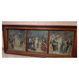 HISTORIC ANTIQUE  3~PANEL MURAL OVER 10 FEET LONG 'BLASHFIELD / SIMMONS / WALKER'
