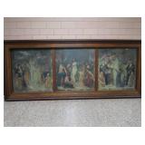 HISTORIC ANTIQUE  3~PANEL MURAL OVER 10 FEET LONG 'BLASHFIELD / SIMMONS / WALKER'