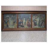 HISTORIC ANTIQUE  3~PANEL MURAL OVER 10 FEET LONG 'BLASHFIELD / SIMMONS / WALKER'
