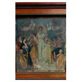 HISTORIC ANTIQUE  3~PANEL MURAL OVER 10 FEET LONG 'BLASHFIELD / SIMMONS / WALKER'