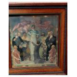 HISTORIC ANTIQUE  3~PANEL MURAL OVER 10 FEET LONG 'BLASHFIELD / SIMMONS / WALKER'