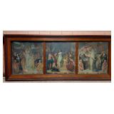 HISTORIC ANTIQUE  3~PANEL MURAL OVER 10 FEET LONG 'BLASHFIELD / SIMMONS / WALKER'