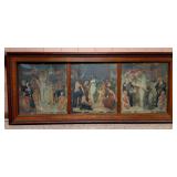 HISTORIC ANTIQUE  3~PANEL MURAL OVER 10 FEET LONG 'BLASHFIELD / SIMMONS / WALKER'