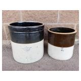 Robinson Ransbottom Blue Crown Stoneware Crocks (Lot of 2)