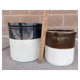 Robinson Ransbottom Blue Crown Stoneware Crocks (Lot of 2)