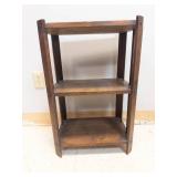 Wooden 3-Tier Shelf With Turned Side Supports