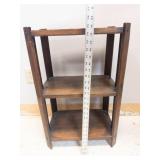 Wooden 3-Tier Shelf With Turned Side Supports