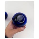 Art Glass Figurine & 2 Cobalt Blue Perfume Bottles