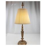 Vintage Brass Table Lamp With Pleated Shade