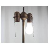 Vintage Brass Table Lamp With Pleated Shade