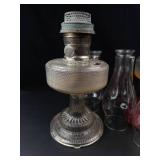 Antique Oil Lamp Assortment With Glass Chimneys