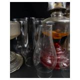 Antique Oil Lamp Assortment With Glass Chimneys