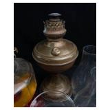 Antique Oil Lamp Assortment With Glass Chimneys