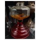Antique Oil Lamp Assortment With Glass Chimneys