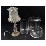 Glass Bowls & Clear Glass Lamp Mixed Lot