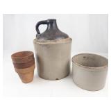 Terracotta Pots, Crock & Stoneware Jug Mixed Lot of 5